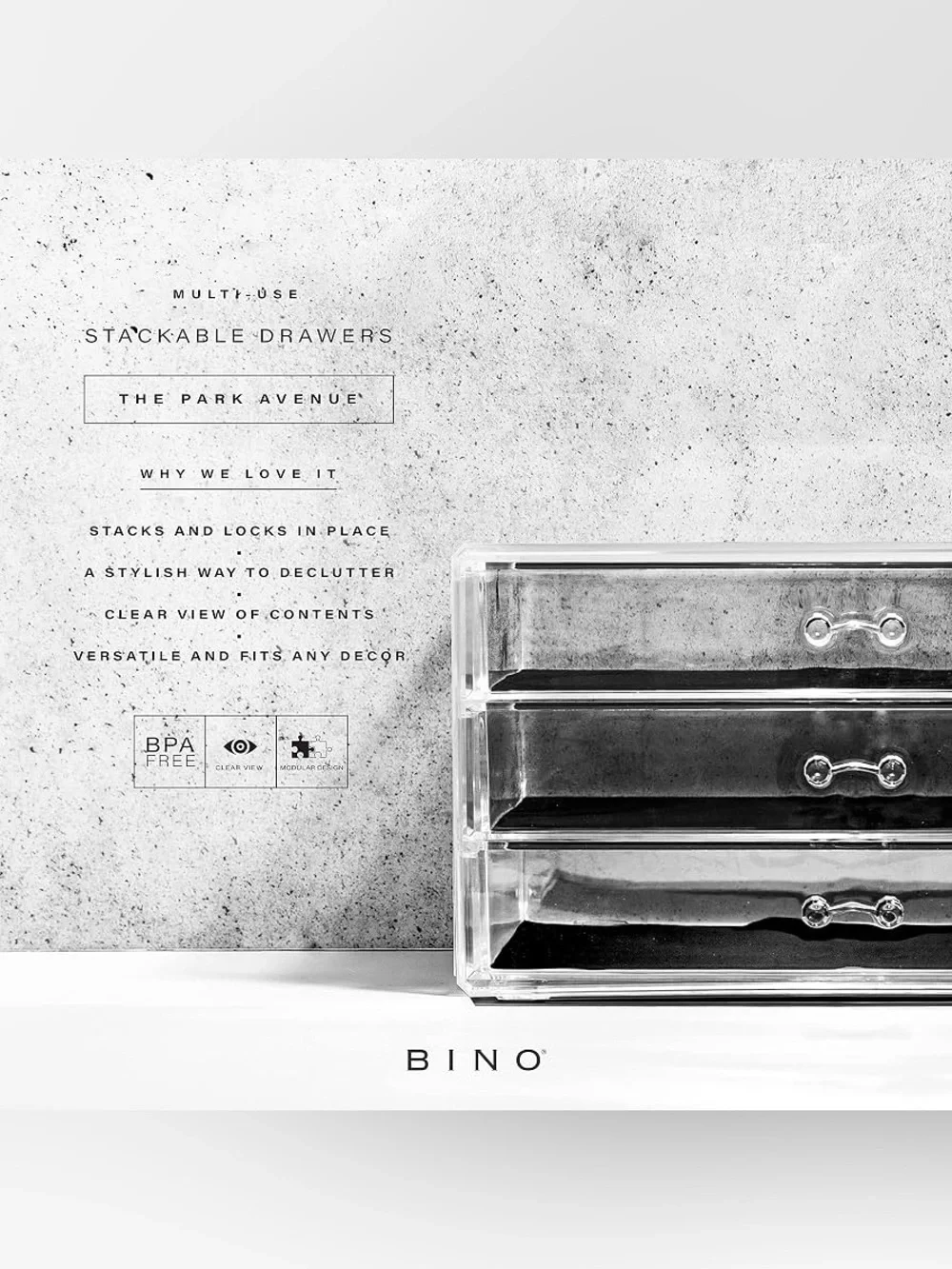 Bino Acrylic 3-Drawer Makeup Organizer
